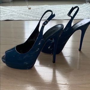 Giuseppe Zanotti Patent Peep-toe Slingback